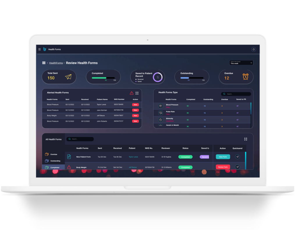 Image of Health Forms Dashboard Laptop Mockup